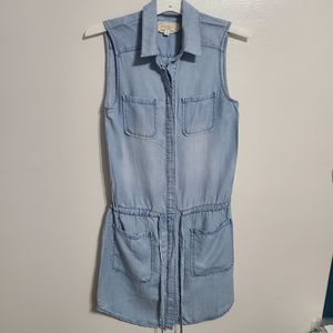 Denim Sleeveless Midi Dress| Chambrai